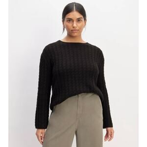 Everlane Women's sz L Cotton Merino Cable Crew Sweater